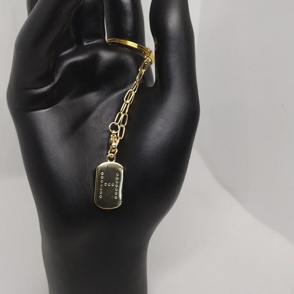 Gold Rhinestone Initial H Keychain Bag Charm Monogram